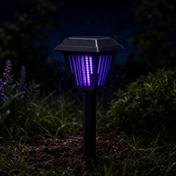 JIhuahe Solar Powered Bug Zapper Outdoor - Cordless Mosquito Zapper with Smart Solar Dual-Mode Garden Zapper, Waterproof Fly Zapper for Garden, Backyard, Patio, Farm, Effective Insect Control,A