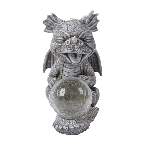 JIhuahe Solar Powered Dinosaur Garden Light, Outdoor Resin Dragon Sculpture Decoration with LED Moon Lamp, Creative Dinosaur Statue for Balcony Yard Decor, Solar Energy Powered,A