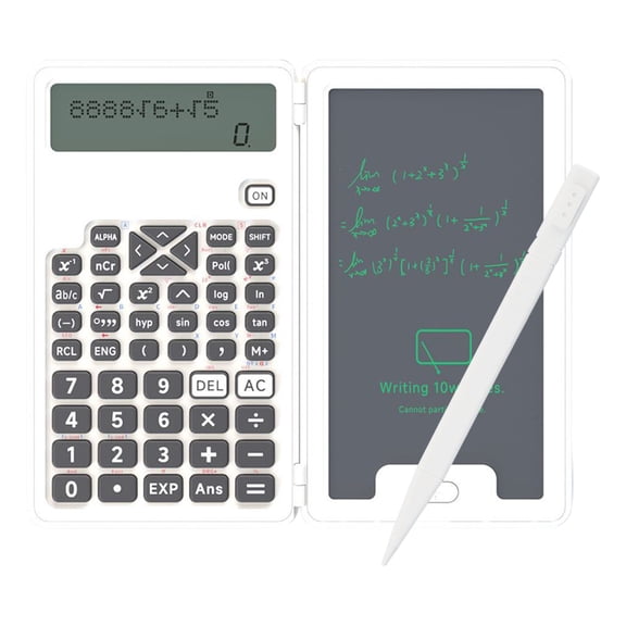 JIhuahe Student Scientific Calculator with 12-Digit Large Screen, Math Tool with Notepad Function, Perfect for Algebra, Calculus, and Homework, Battery-Powered and Portable,White