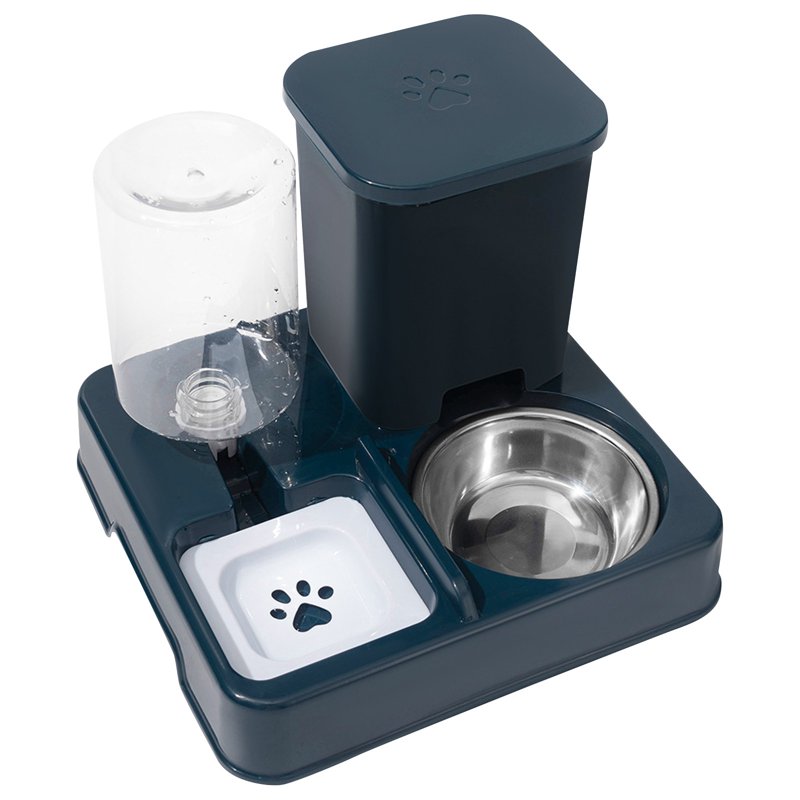 JIhuahe Two-in-One Automatic Food and Water Dispenser for Pets - Gravity Feeder Bowl Station with Large Capacity Design for Cats and Small Dogs, BPA-Free,Black