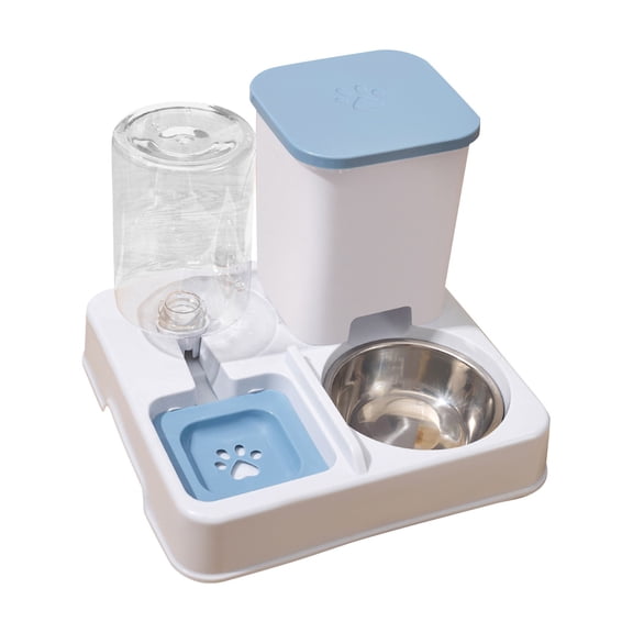 JIhuahe Two-in-One Automatic Food and Water Dispenser for Pets - Gravity Feeder Bowl Station with Large Capacity Design for Cats and Small Dogs, BPA-Free,Blue