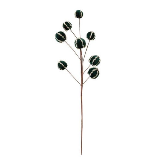 JIhuahe Velvet Christmas Berry Ball Cuttings for Tree Decorations, Simulated Berry Branches for Holiday Scene Arrangement, Festive Home Accents for Christmas Party,Dark Green