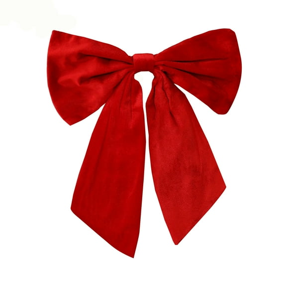 JIhuahe Velvet Three-Dimensional Bow Christmas Decoration, Large Christmas Tree Ornament for Window Display, Emerald Green Velvet Bow for Holiday Home Decor,Vermilion