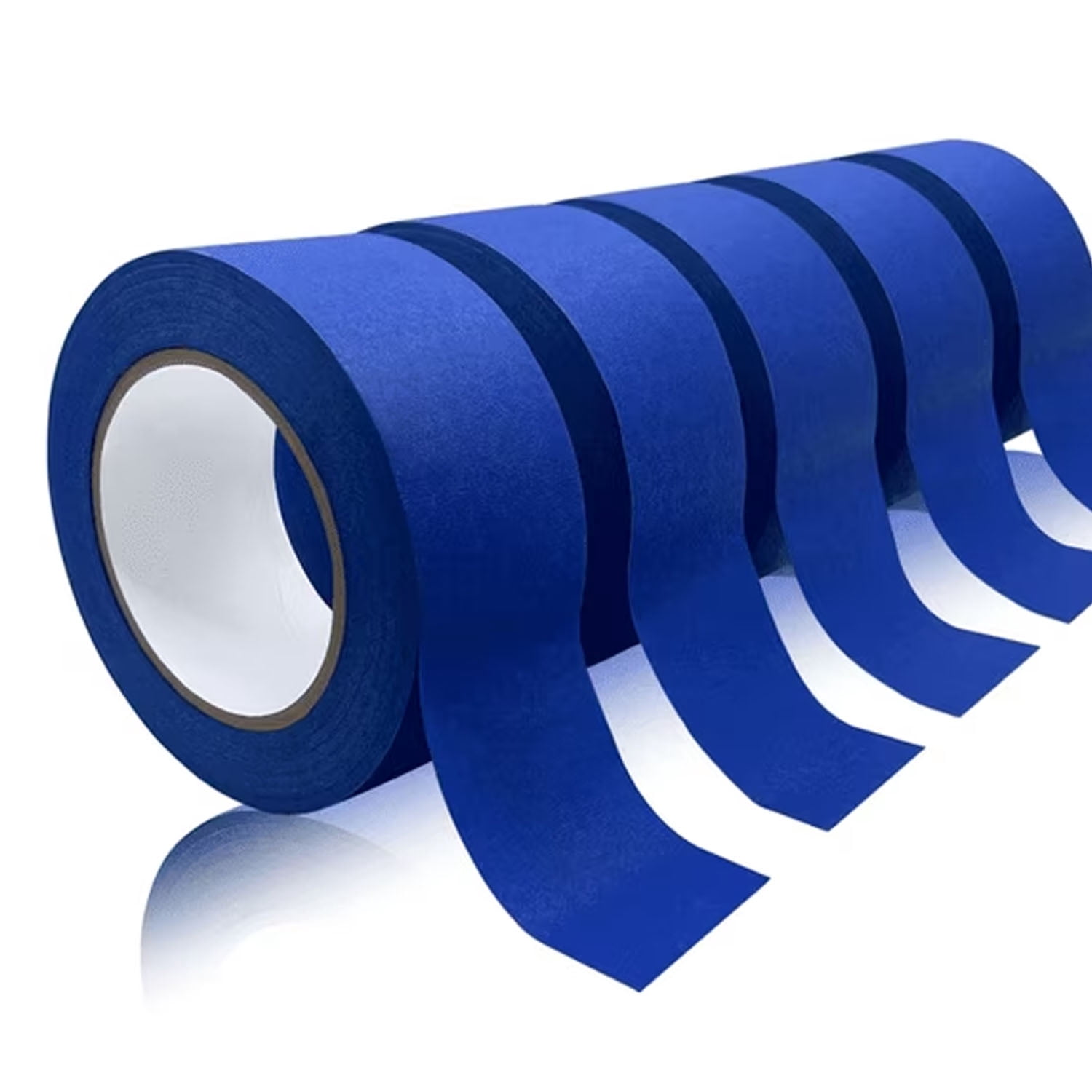 JIqH Blue Masking Tape, 2 inches x 55 yards, residue-free, suitable for wall painting, DIY art projects, and indoor/outdoor use (5 rolls)