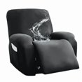 thumbnail image 1 of JIqH Four-piece set of casual chair covers - Stretchy cover with pockets, elastic base, soft and washable furniture protection cover, pet and child friendly, dark gray, 1 of 6