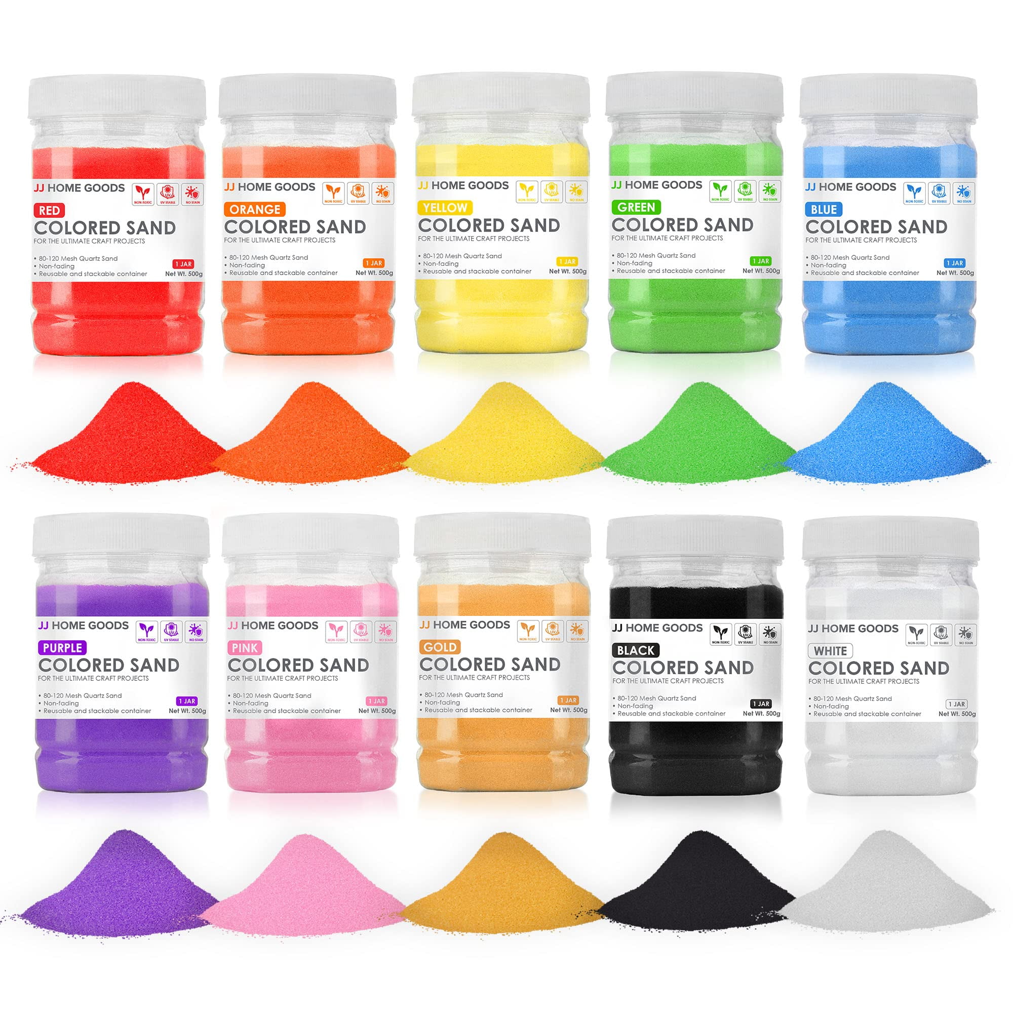 JJ CARE Colored Sand, 7.2 lbs. [6 Bottles] Craft Sand Art Kit for Kids