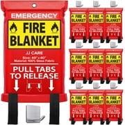 JJ CARE Fire Blanket - 10 Packs with Hooks - Emergency Fire Blanket for Home & Kitchen, High Heat Resistant Fire Suppression Blankets for Home Safety, Kitchen, and Camping