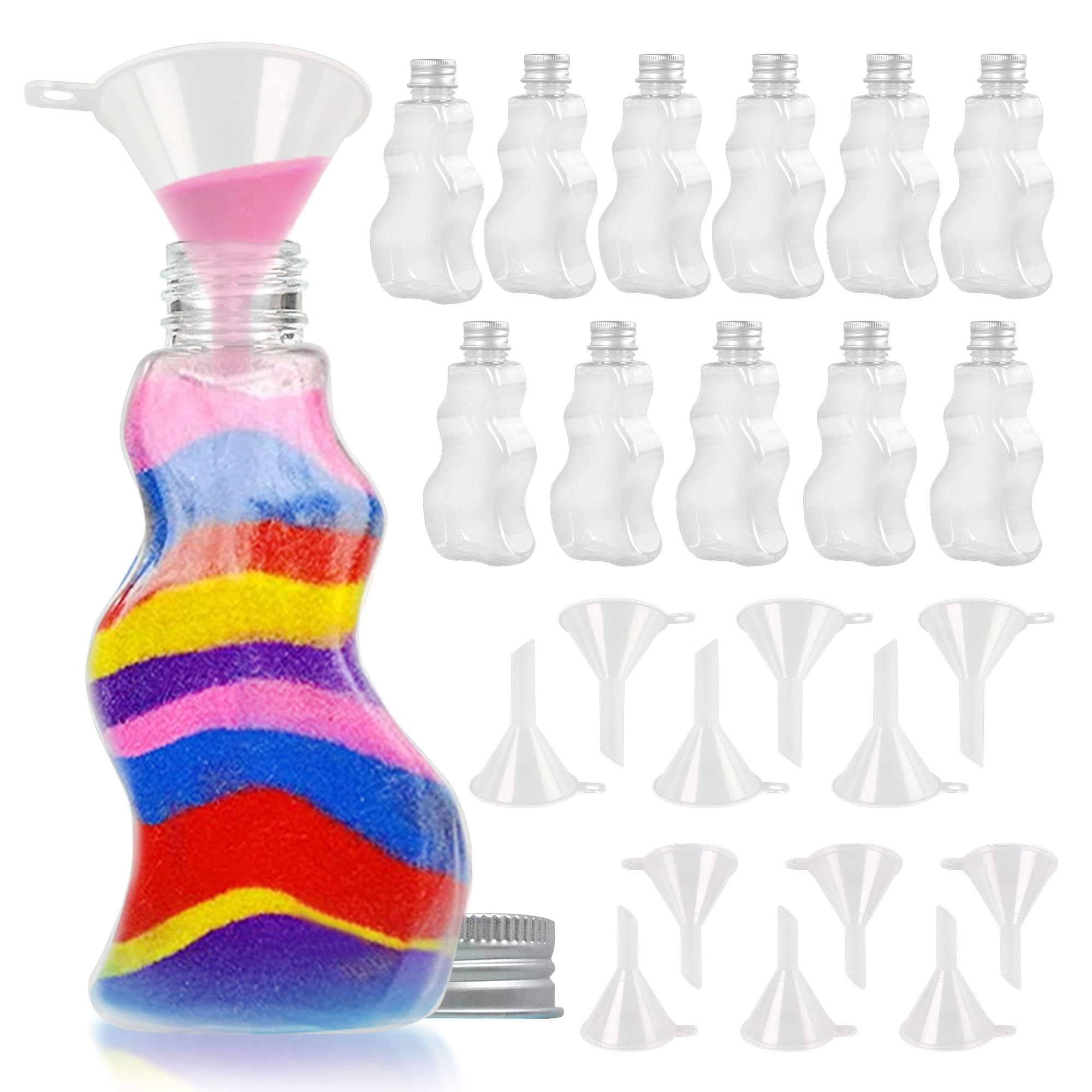 JJ CARE Sand Art Bottles [12 WaveShaped Sand Bottles + 6 Small & 6
