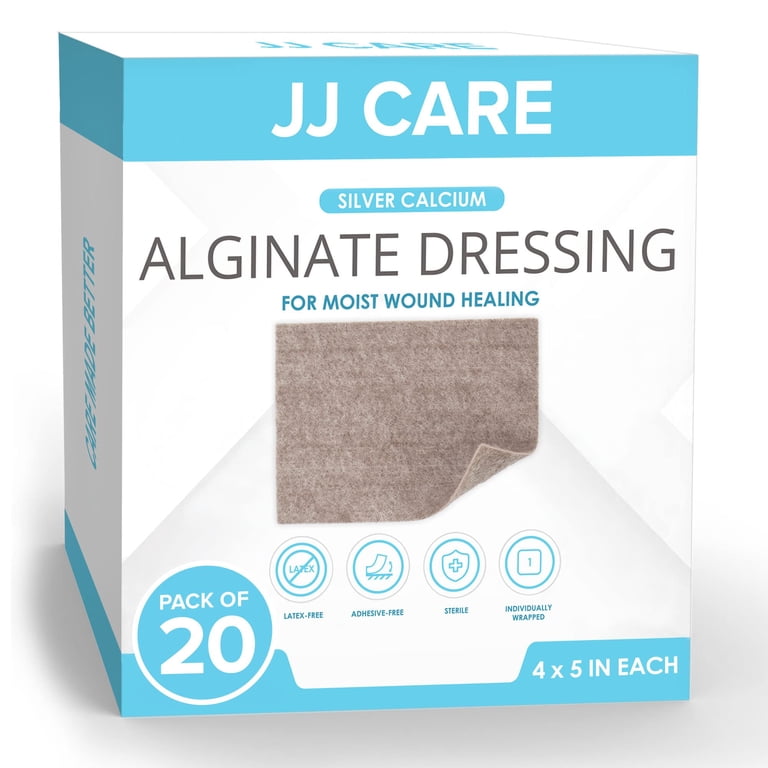 absorptive silver dressing Ceeport Silver Calcium Alginate Wound Dressing Pads 3'' x 3'' (Pack of 10), Soft Highly Absorbent Silver Wound Dressing, Non-Adhesive Dressing for