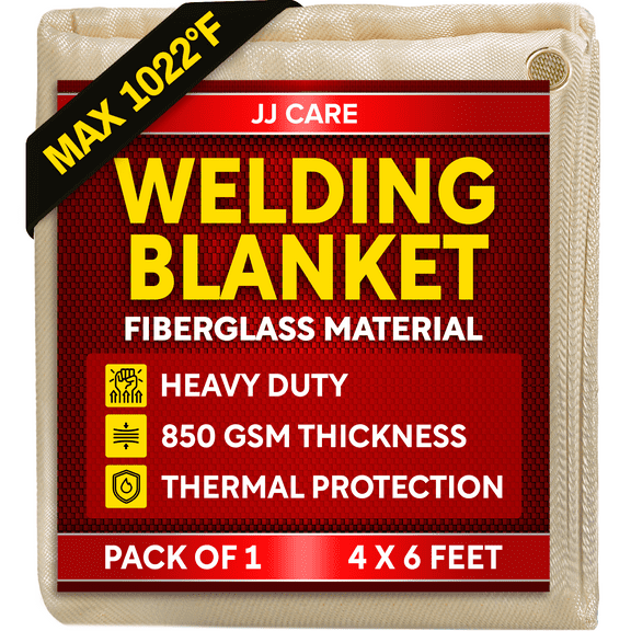 Welding Blanket - 4ft x 6ft, 850GSM Fiberglass Welding Blanket for Smokers with Brass Grommets, Heavy Duty Fireproof Welders Mat for Industrial, Smoker, Grill and Camping