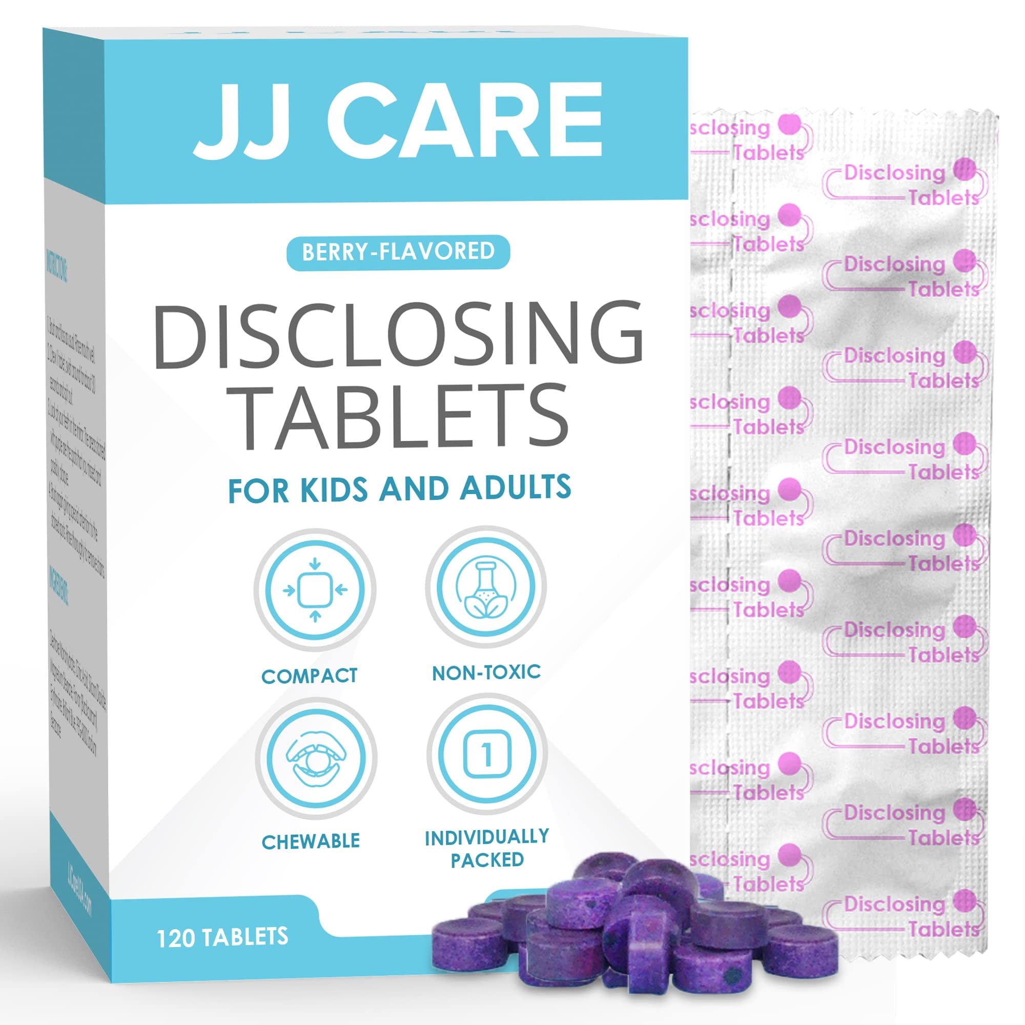 JJ Care Disclosing Tablets for Kids 120 Count Plaque Disclosing