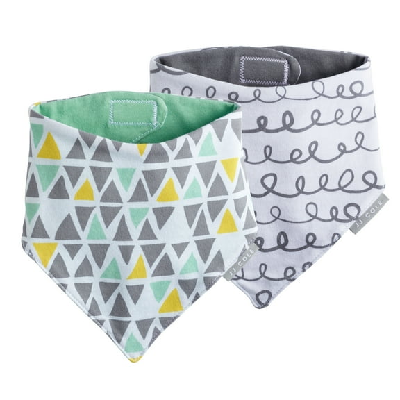 JJ Cole Reversible Bandana Bib Set 2 Pack 50 Shapes of Grey