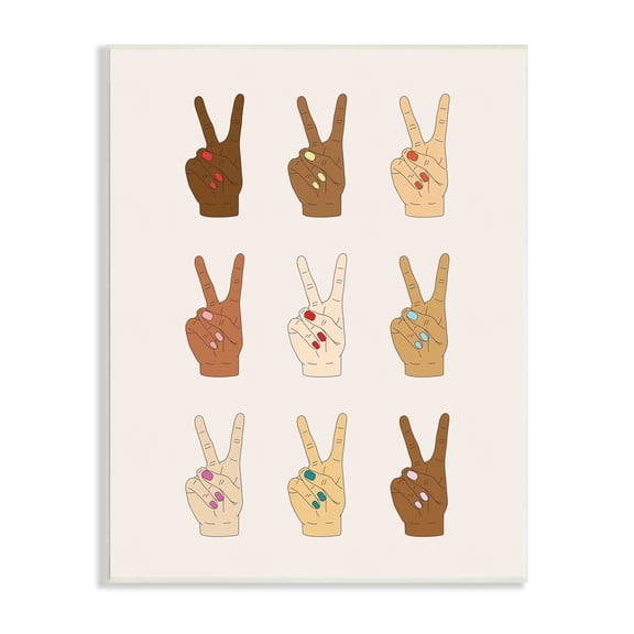 Stupell Industries Diversity Inclusion Hand Peace Sign Painted Nails,10 x 15, Design by JJ Design House LLC