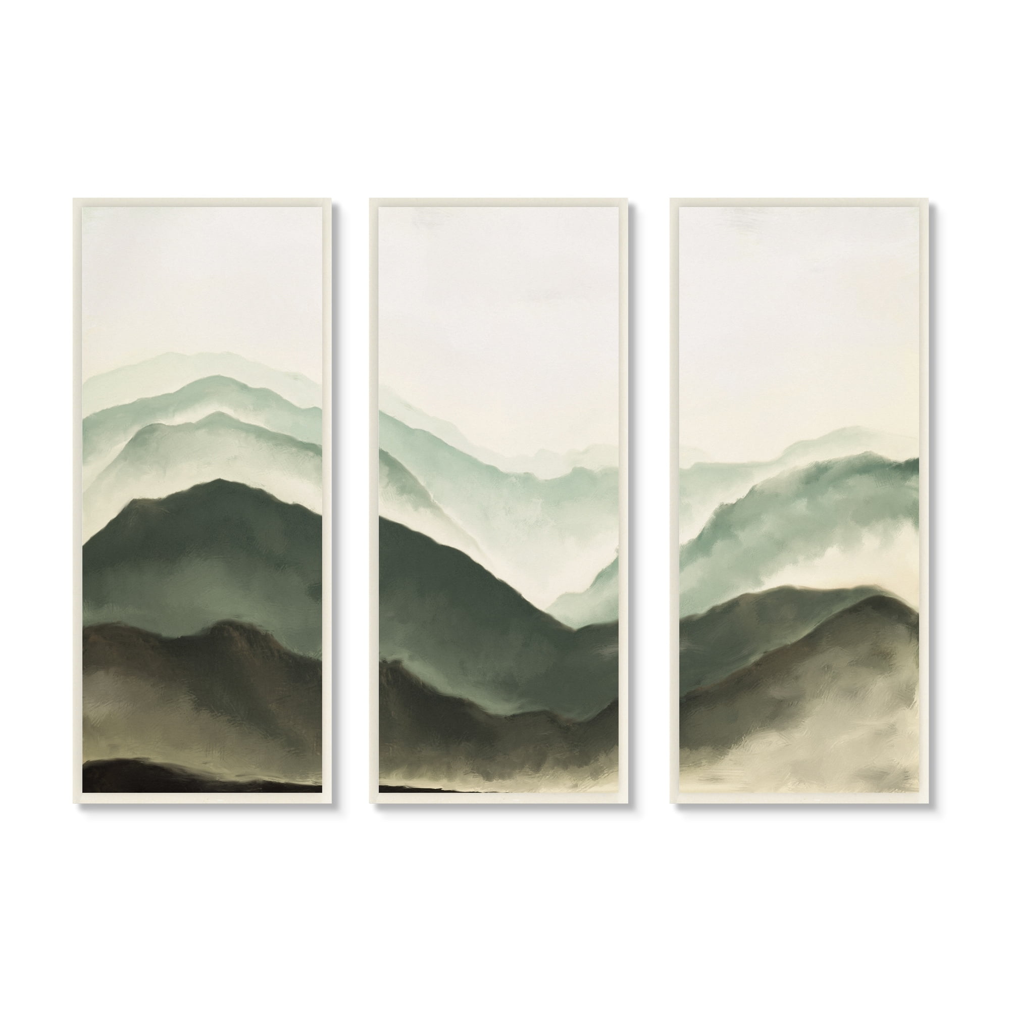 Stupell Industries Foggy Mountains Scenery Watercolor Soft Brush Painting,7 x 17, Design by JJ Design House LLC