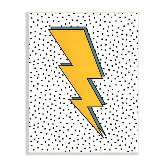 Stupell Industries Thunderbolt Comic Book Symbol Polka Dot Background,10 x 15, Design by JJ Design House LLC