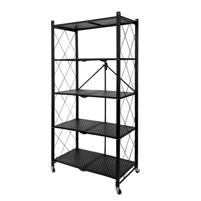 JJ JUJIN 5Shelf Heavy Duty Storage Shelving Unit with Wheels Foldable