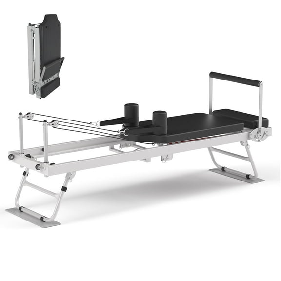 JJ JUJIN Foldable Pilates Reformer for Home Use Adjustable Spring Resistance, Foldable Steel Frame, Compact Storage, Pilates Exercise Equipment