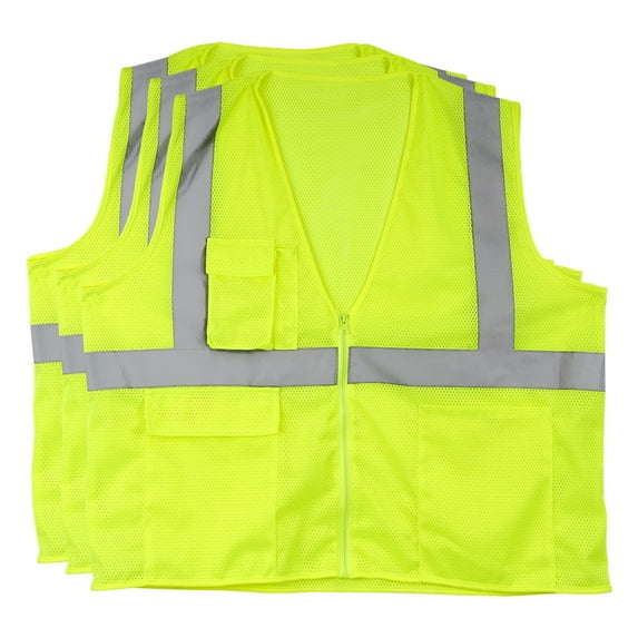 JJ Keller SAFEGEAR 3-pk. 4XL/5XL Type R Class 2 Safety Vest - High Vis Lime