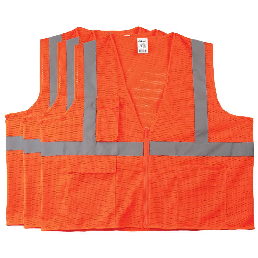 JJ Keller SAFEGEAR 3-pk. L/XL Type R Class 2 Safety Vest - High Vis Orange
