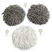 JJ Kent Fluffy Puffins Hand Towels for Bathroom & Home, Fast Dry Microfiber Towels with Hooks, 3 Pack