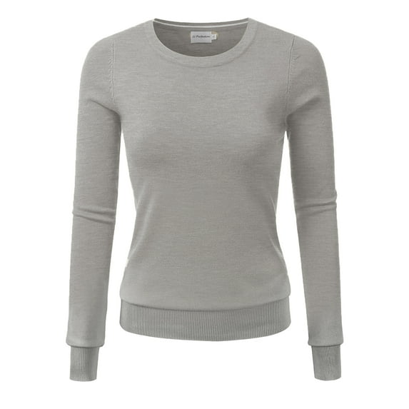 JJ Perfection Women's Long Sleeve Crew Neck Pullover Sweater with Plus Size