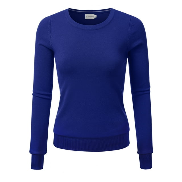 JJ Perfection Women's Long Sleeve Crew Neck Pullover Sweater with Plus Size