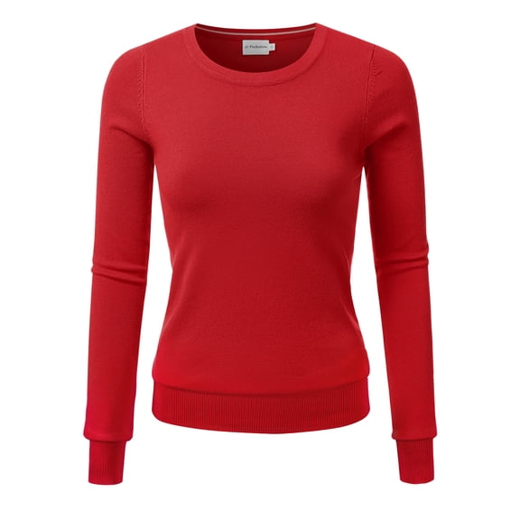 JJ Perfection Women's Long Sleeve Crew Neck Pullover Sweater with Plus Size