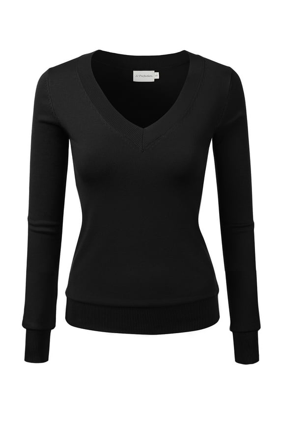 Women's Long Sleeve V-Neck Pullover Sweater with Plus Size