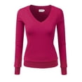 thumbnail image 1 of JJ Perfection Women's Long Sleeve V-Neck Pullover Sweater with Plus Size, 1 of 3
