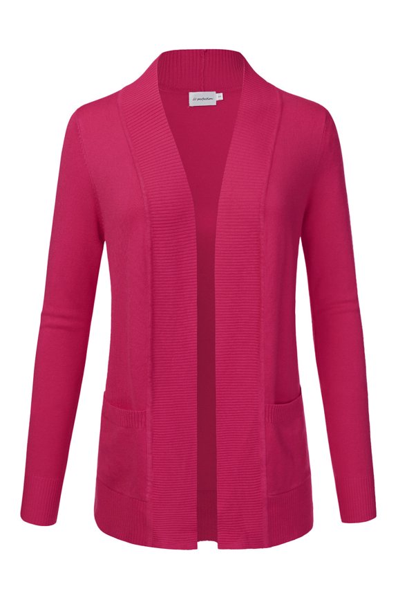 Women's Solid Knit Open Front Cardigan With Pockets (Plus Size Available)