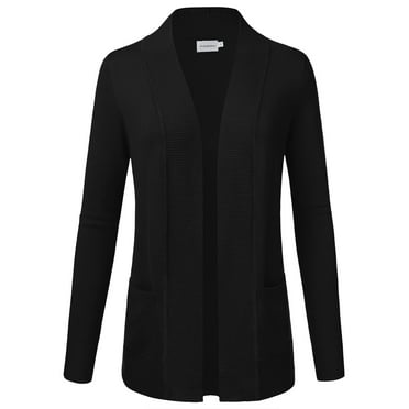 JJ Perfection Women's Solid Knit Open Front Cardigan With Pockets (Plus Size Available)
