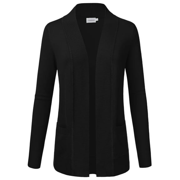 JJ Perfection Women's Solid Knit Open Front Cardigan With Pockets (Plus Size Available)