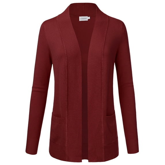 JJ Perfection Women's Solid Knit Open Front Cardigan With Pockets (Plus Size Available)