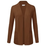JJ Perfection Women's Solid Knit Open Front Cardigan With Pockets (Plus Size Available)