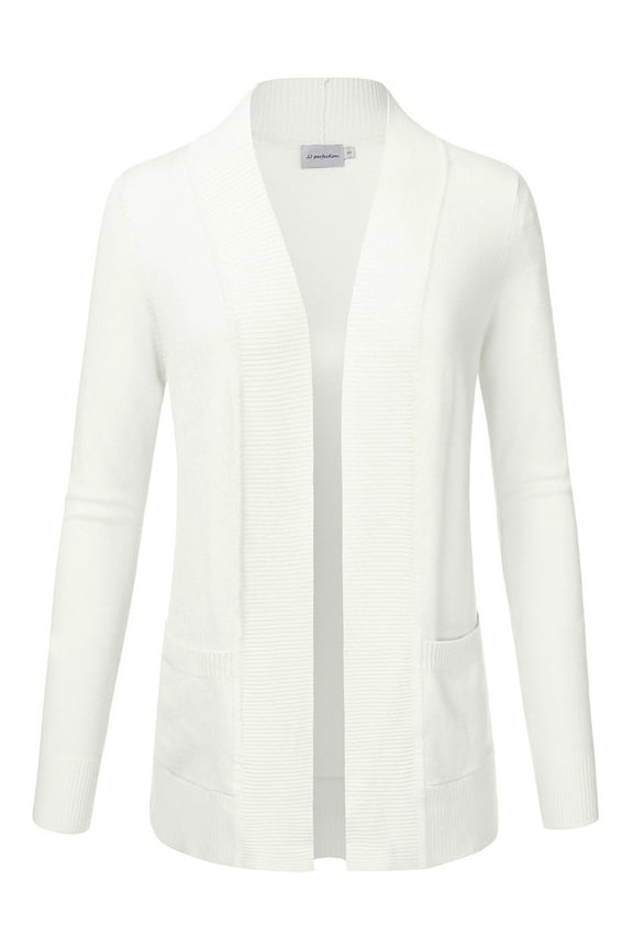 Women's Solid Knit Open Front Cardigan With Pockets (Plus Size Available)