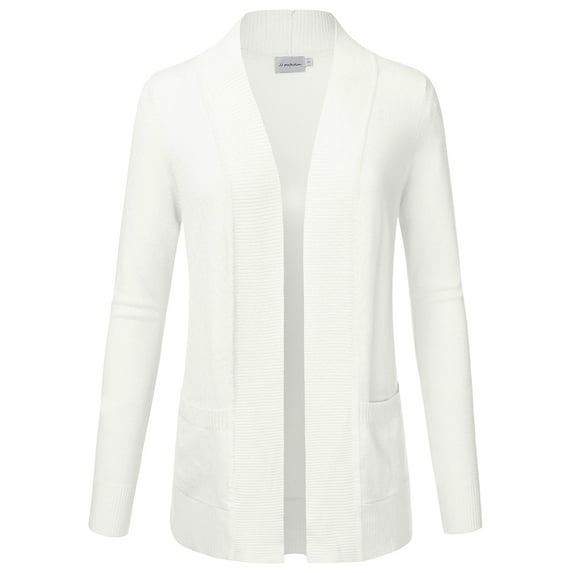 JJ Perfection Women's Solid Knit Open Front Cardigan With Pockets (Plus Size Available)