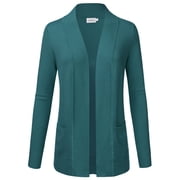JJ Perfection Women's Solid Knit Open Front Cardigan With Pockets (Plus Size Available)