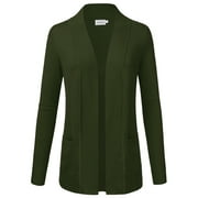 JJ Perfection Women's Solid Knit Open Front Cardigan With Pockets (Plus Size Available)