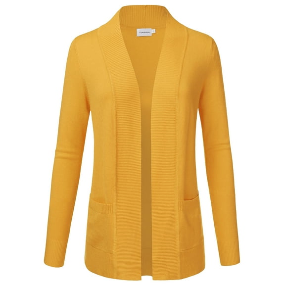 JJ Perfection Women's Solid Knit Open Front Cardigan With Pockets (Plus Size Available)