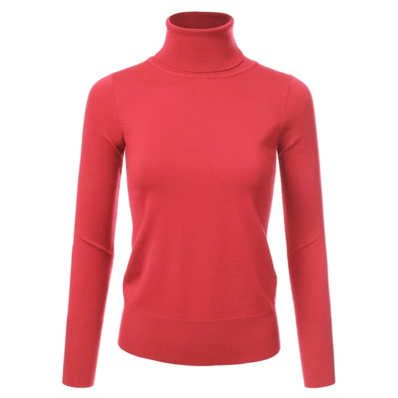 JJ Perfection Women's Stretch Knit Turtle Neck Long Sleeve Pullover Sweater with Plus Size