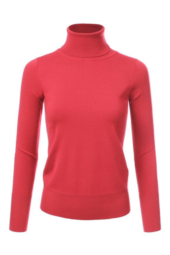 Women's Stretch Knit Turtle Neck Long Sleeve Pullover Sweater with Plus Size