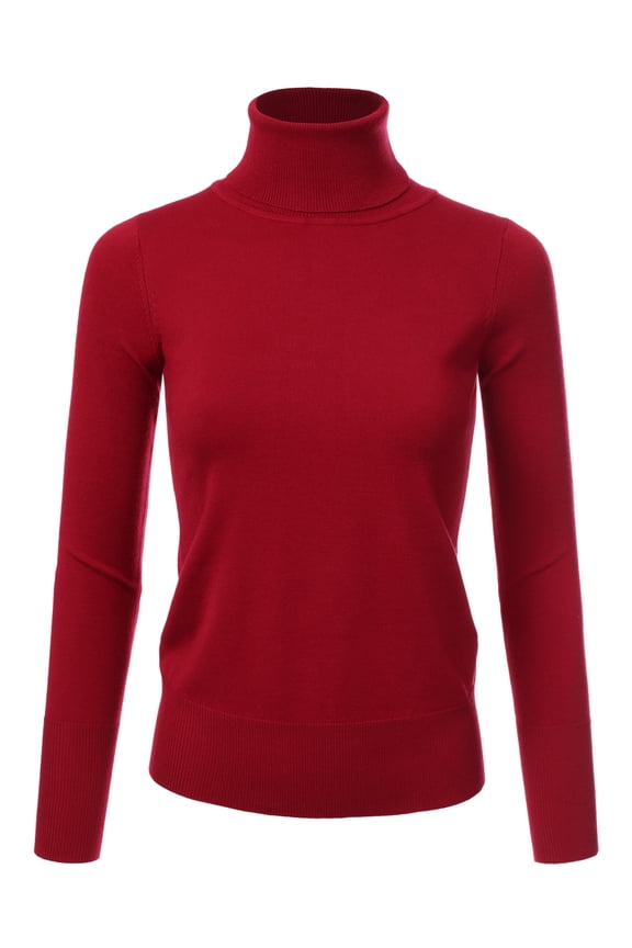 Women's Stretch Knit Turtle Neck Long Sleeve Pullover Sweater with Plus Size