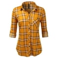 thumbnail image 1 of JJ Perfection Womens Long Sleeve Collared Button Down Plaid Flannel Blouse Shirt, 1 of 3