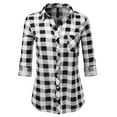 thumbnail image 1 of JJ Perfection Womens Long Sleeve Collared Button Down Plaid Flannel Shirt, 1 of 3