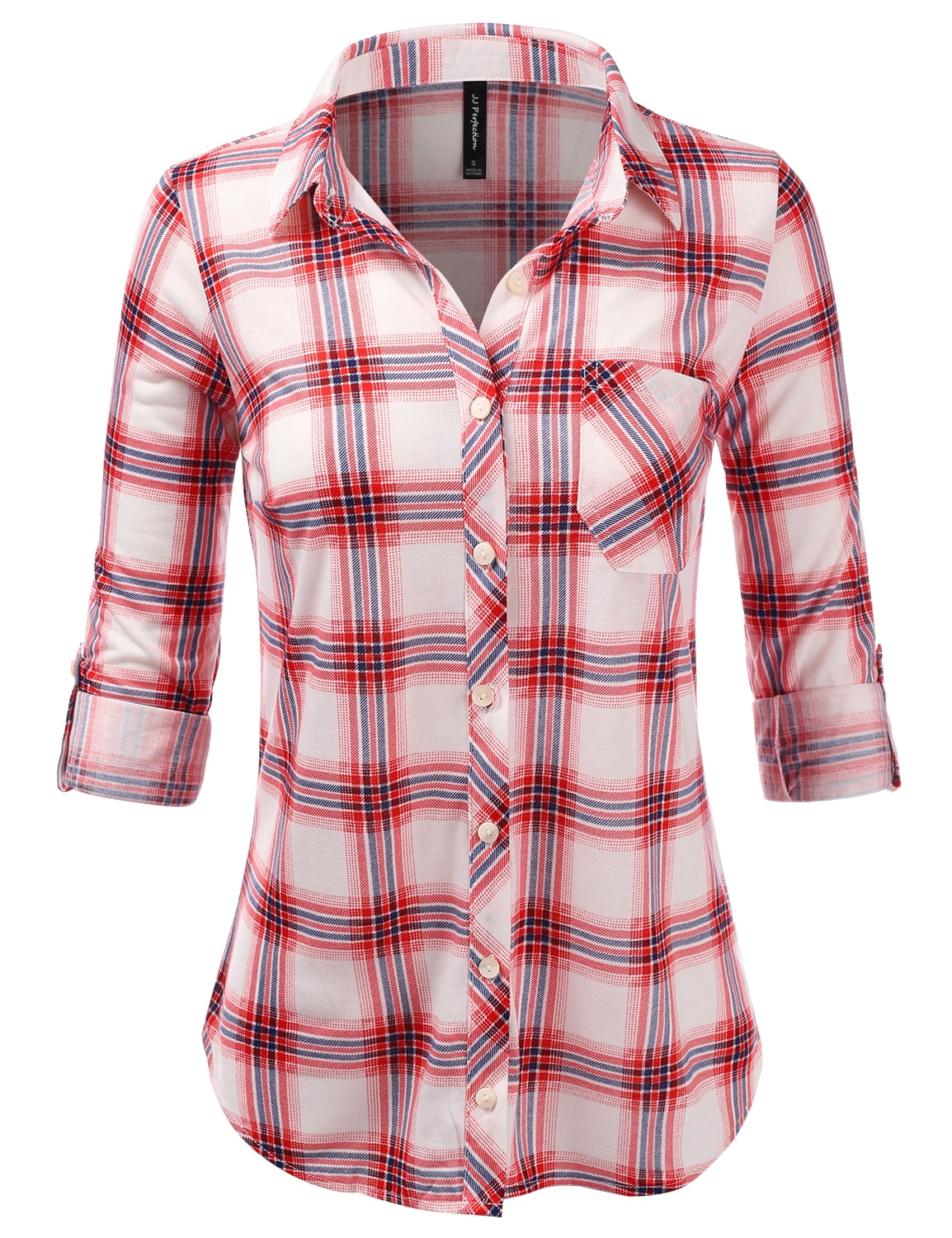 JJ Perfection Womens Long Sleeve Soft Button Down Shirt (Female Plus Size Available)