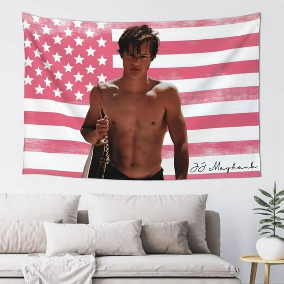 JJ Pink American Flag Tapestry for Bedroom, 40in x 60in, Maybank Wall Decorative Blanket for Party, Living Room