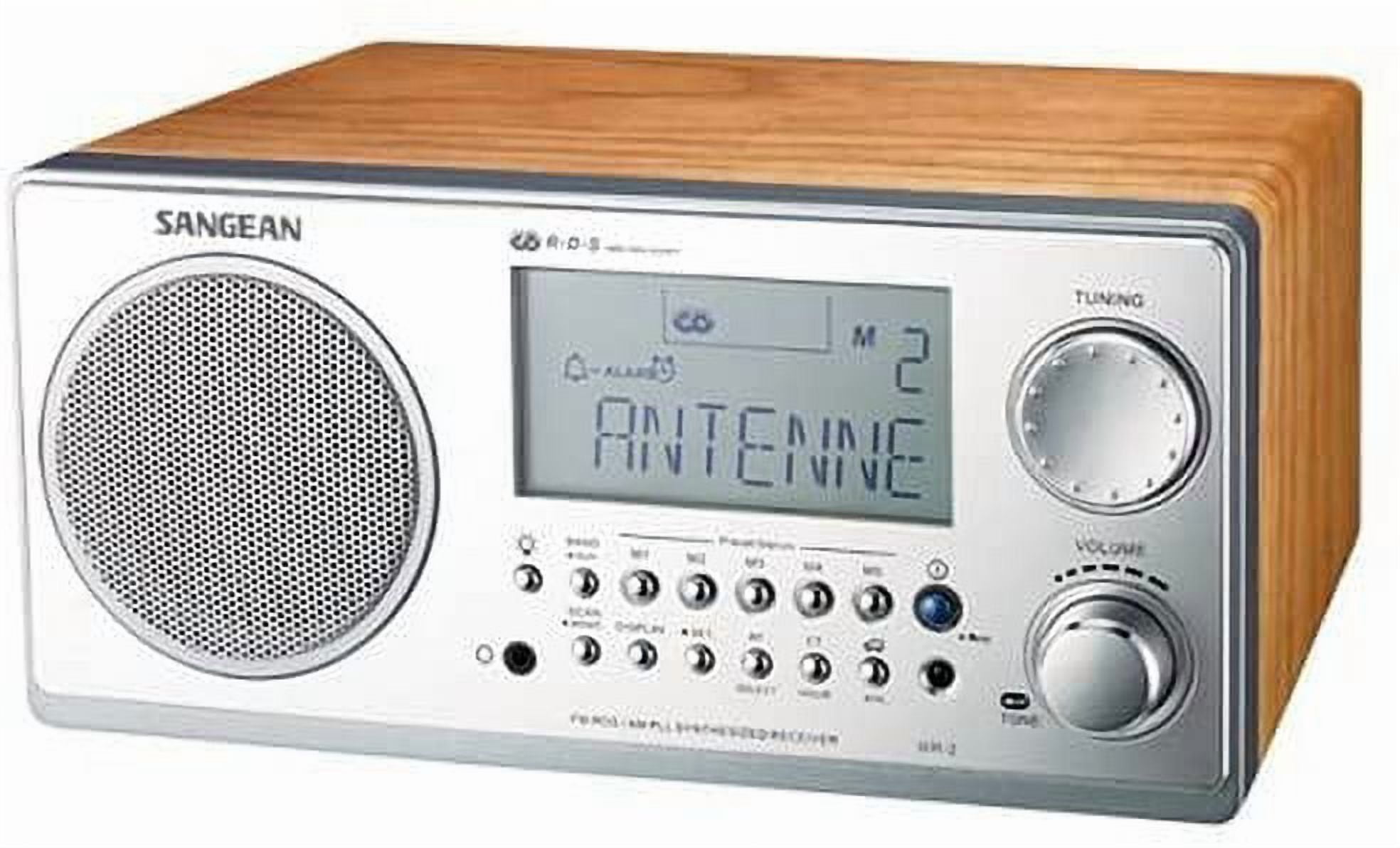 JJ Sangean WR-2 AM / FM-RBDS Wooden Cabinet Digital Tuning Radio (Walnut)