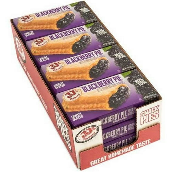 JJ's Bakery Blackberry Pie Snack Pies, Individual Dessert, Fresh-Baked, Nut-Free, Kosher Parve, 4 Oz Each (Pack of 12)