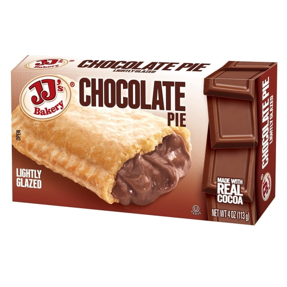 JJ's Bakery Chocolate Snack Pies, Individually Wrapped, Nut-Free, Kosher Parve, 4 oz, Pack of 6