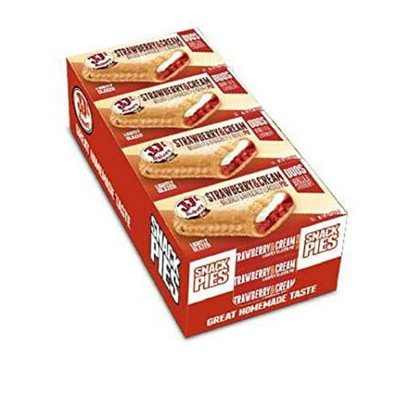 JJ's Bakery Fruit Pie Duos Strawberry & Cream Snack Pies, Individually Wrapped Pie, Portion Controlled Dessert, Fresh-Baked, Nut-Free, Kosher Parve, 4 Oz Each (Pack of 12)